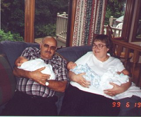 Grandma and Grandpa Hoidal with Triplets
